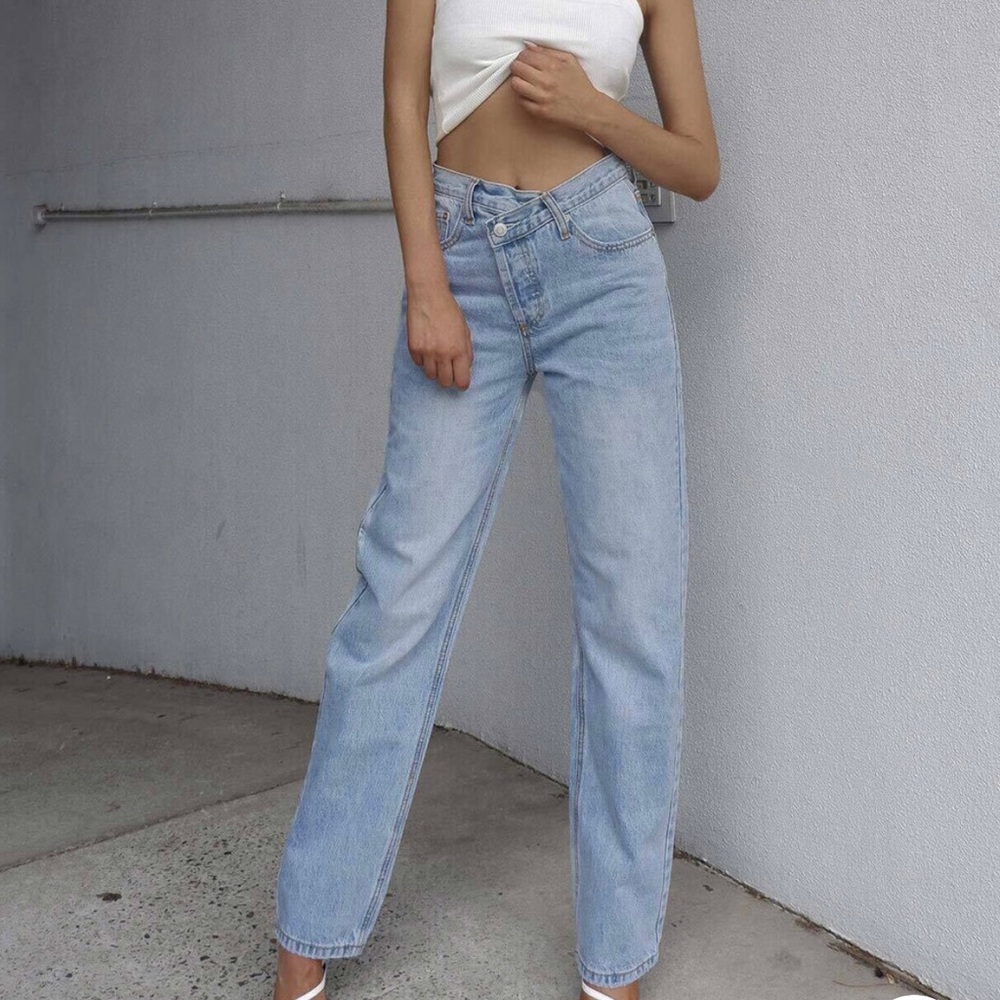 Princess polly holly asymmetrical straight leg jeans